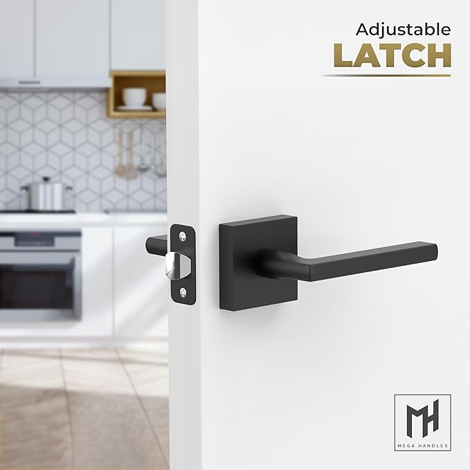 Mega Handles Prime Passage Lever Door Handle for Closet or French Doors, Single Side Door Levers, Fits All Standard Door Sizes, Covered Screws Included - Matte Black (1 Pack) 5"
