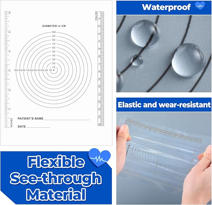 300 Pack Wound Measurement Tools Measuring Bullseye Guide Medical Wound Ruler Soft Flexible Measure Guide for Nurses Patient