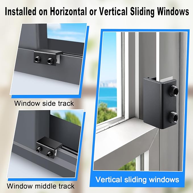 Sliding Window Locks (6 Sets), Secure Window Lock with Key, Window Locks for Up and Down Windows & Horizontal Sliding Windows, Adjustable Window Lock, Sturdy and Durable, Does Not Deform.