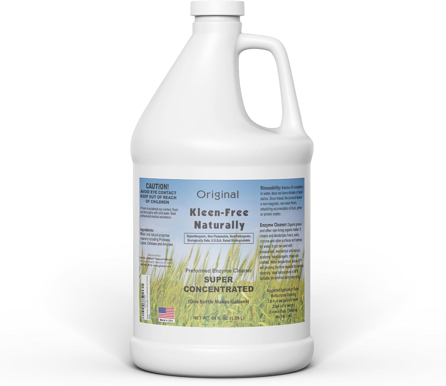 Naturally Preformed Enzyme Cleaner, Enzyme Solution, Multi-Purpose Cleaner, Laundry Additive, and More - Concentrate - Original Scent - 64oz