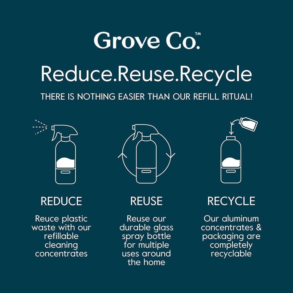 Grove Co. Tub and Tile Cleaner, Refill Concentrate (6 x 1 Fl Oz) Plant-Based Household Cleaning Supplies, No Plastic Waste, 100% Natural Orange & Rosemary Fragrance, 3 x 2 Pack Refills