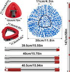 Spin Mop Handle Mop Heads and Base Replacement Sets Compatible with O Cedar EasyWring Rinseclean 2 Tank System, Flexible & Reusable(1 Sets Stainless Steel Handle & 2 Refills & 1 Base & 1 Scrub Brush)