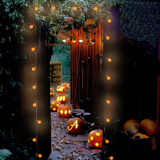 25 Pack G40 Orange Halloween Replacement Light Bulb, G40 Orange Christmas Lights Bulbs for Halloween Outdoor Patio String Lights, E12 Candelabra Base Night Light Bulbs, 5 Watt, 120 Volt