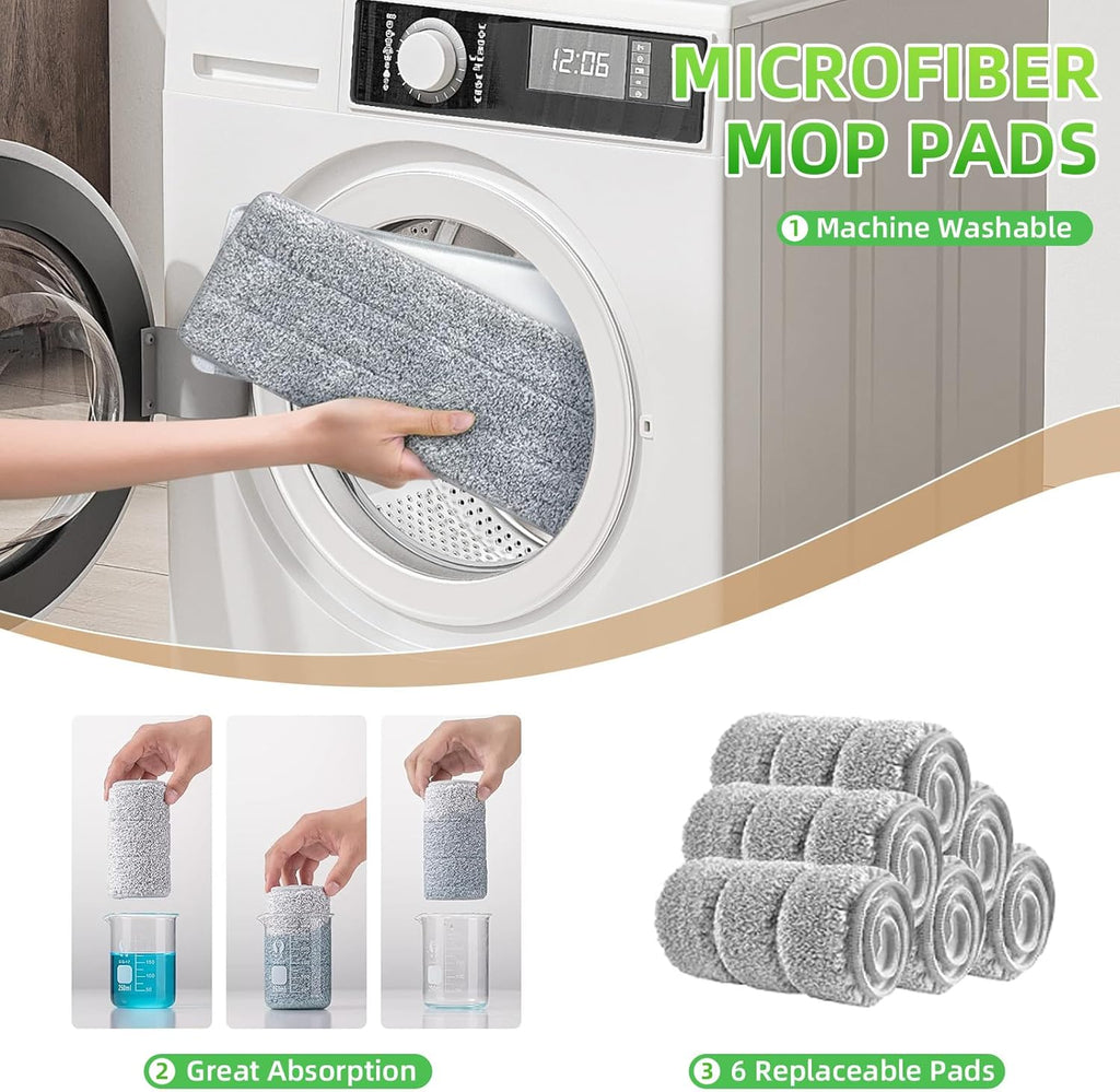 Plastic Mop and Bucket Set: Mop with Wringer for Vinyl Plank Floors Wall Mop Cleaner with Long Handle for Bathroom Walls for Women