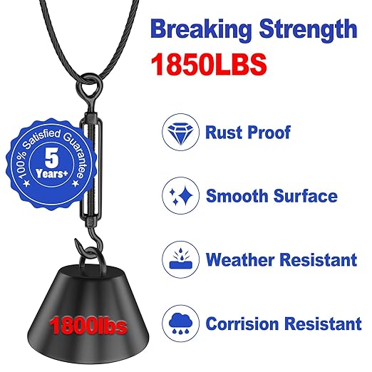 CKE 600FT 1/8" Black Stainless Steel Cable for Railing, T316 Stainless Steel Marine Grade Wire Rope for Deck Cable Railing Kit,1850lbs Breaking Strength 7x7 Strand Aircraft Cable DIY Balustrade, BCW6