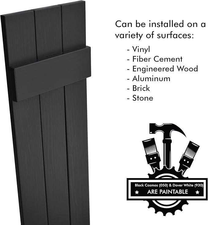 Board & Batten Vinyl Shutters (1 Pair) | 11"x39" (3-Board) - Cornerstone Grey | Exterior Window Shutters | Includes Mounting Hardware | Simple Installation | Made in USA