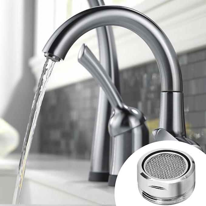 Litoexpe Faucet Aerator 4 PCS, Kitchen Sink Aerator Replacement Parts, Sink Faucet Male and Female Thread Water Saving Faucet Filter with Brass Shell and Gasket for Bathroom (15/16" and 55/64")