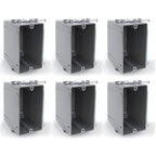 (Pack of 6) Plastic Electrical Box, Grey Outlet Box, Single Gang New Work Junction Box, Captive Nails, 20 cu. Inches, Length 3-5/8'', Width 2-1/8'', Depth 3-1/4''