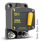 RED WOLF 250A Circuit Breaker Switch Manual Reset DC 12-24V, 5/16"-M8 Stud for Car Audio RV Marine Boat Truck Trolling Motors Stereo Audio Electronic Battery Solar System