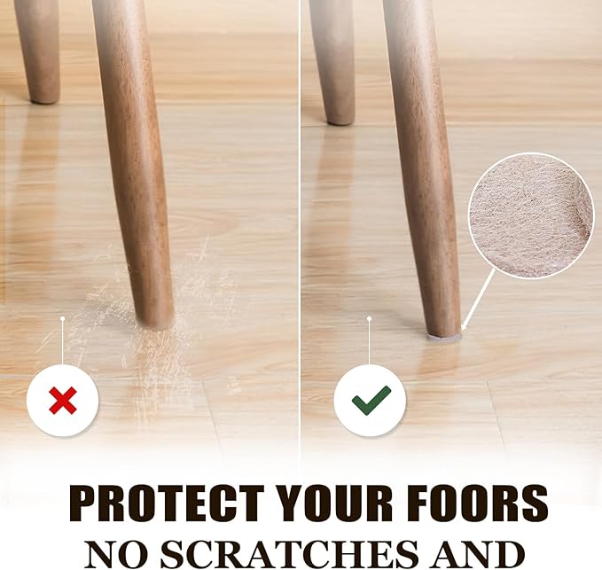 Yelanon Felt Furniture Pads -182 Pcs Premium Felt Pads for Chair Legs Furniture, Floor Protectors for Hardwood Floors, Brown