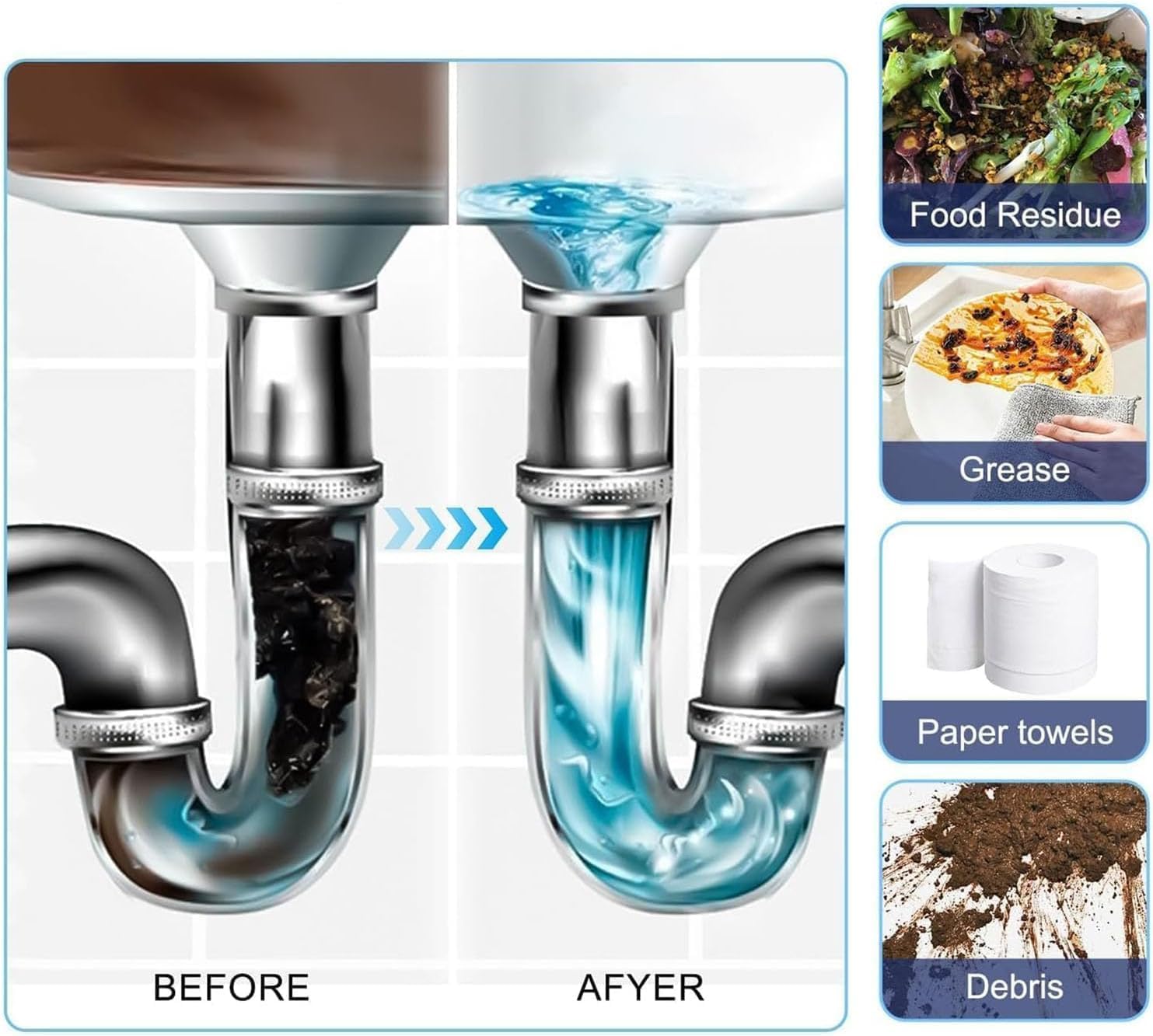 Pipeline Dredging Agent, Drain Clog Remover, Powerful Pipe Dredging Agent Powder, Sink and Drain Pipe Unclogging Agent For Kitchen Toilet (2)