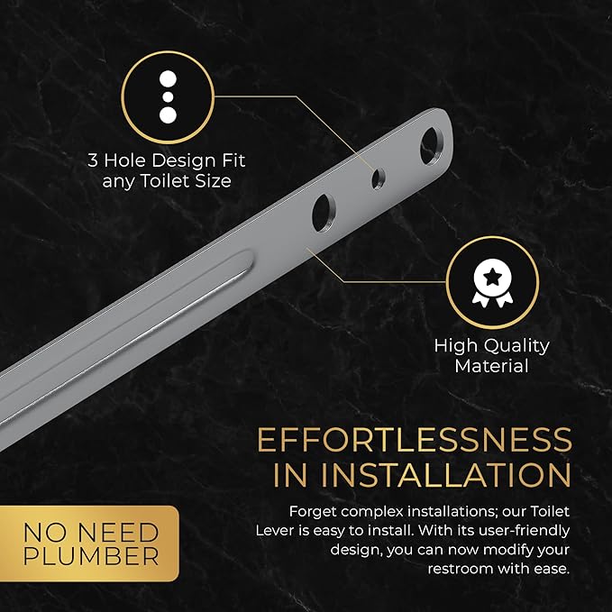 RAVINE Premium Modern Luxury Universal Toilet Handle Replacement, Majestic Collection. Toilet Lever Replacement, Easy Install (Chrome, Front Mount)