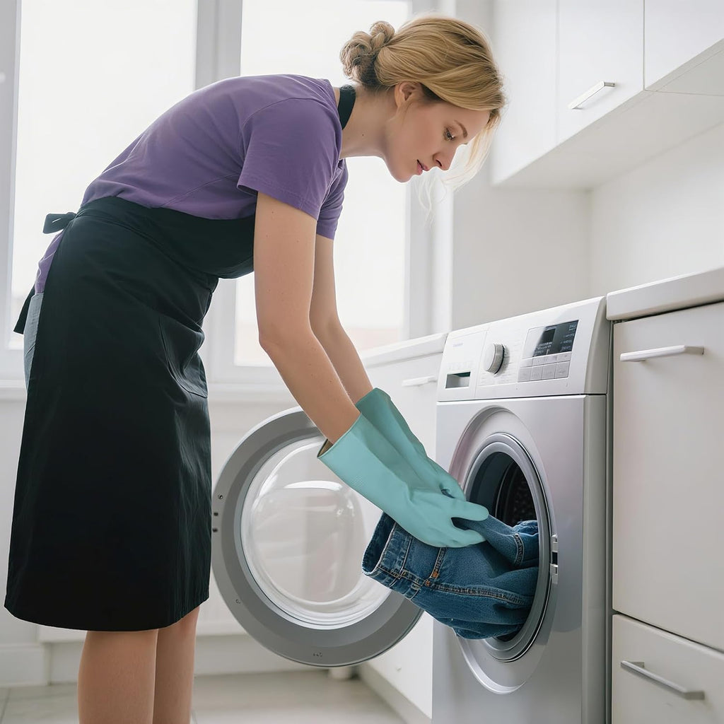 Bamllum 4 Pairs Dishwashing Gloves – Reusable Rubber Cleaning Gloves for Kitchen, Bathroom & Household, Durable & Flexible, Colorful Non-Slip Design (Large)