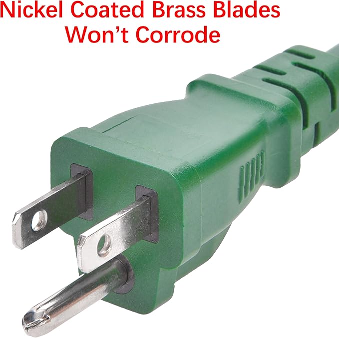 Clear Power 16 Gauge 3Prong Cords (3 Outlets, Green, 25 ft)