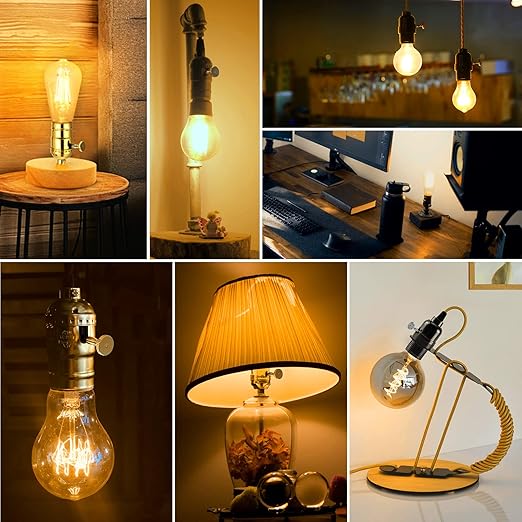 DiCUNO Lamp Turn On/Off Switch Knobs Replacement, Metal Lamp Switch Knob for Universal Light Socket, Standard Size, Vintage Brass, 4-Pack