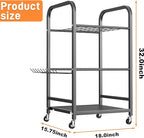 TORACK Garden Tool Organizer Stand with Wheels, Rakes Shovels Yard Tools Stand for Garage, Shed, Garden, Indoor/Outdoor Long-Handled Tools Cart
