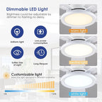 52In Flush Mount Ceiling Fans with Lights - White Low ProfileCeiling Fan with Remote/APP, Reversible, 3CCT Dimmable, Modern Fan Light for Indoor Living Room, Outdoor Covered Patios