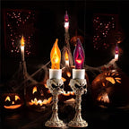 12 Pack Halloween Lights, C7 Clear Orange and Purple Flickering Flame Replacement Bulbs for String Lights Outdoor, E12 Base, Flame Bulbs for Halloween Indoor Outdoor Garden Patio Party Decorations