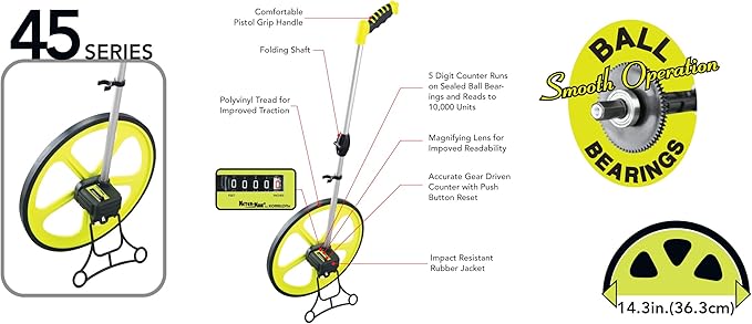Komelon MK45M Meterman High-Visibility Measuring Wheel, 14.3-Inch Diameter, Yellow