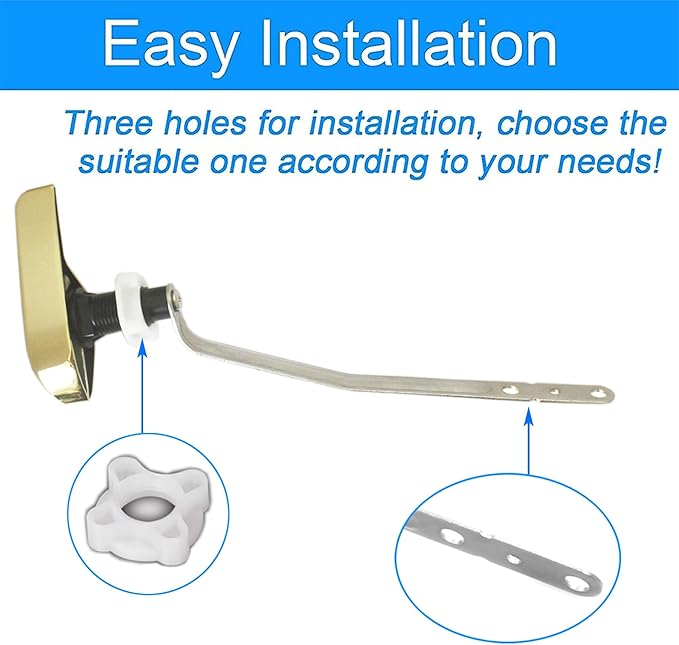 Side Mount Toilet Handle Fit for Kohler 87115-VF, Gold Toilet Flush Handle Replacement Kit Toilet Lever Compatible with Kohler Tank, Polished Gold