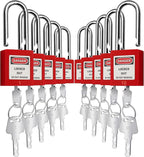 SAFBY Lockout Tagout Locks, Safety Padlock, Keyed Differently Loto Safety Padlocks for Lock Out Tag Out Kits Station (Red 1-10)
