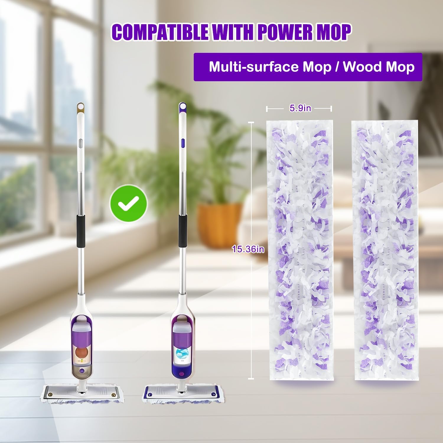 25 Count Power Mop Refills Compatible with Swiffer Power Mop refills, Disposable Multi-Surface Power Mop Pads for Swiffer Power Mop Pads, Cleaning Supplies for Swiffer Power Mop Refill Pads, Unscented