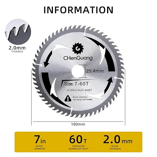 7 Inch 60 Tooth Miter/Tungsten Carbide Tipped Blade High-Performance Professioal Saw Blade for Cutting Wood