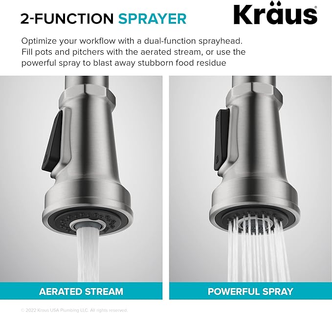 KRAUS Allyn Industrial Pull-Down Single Handle Kitchen Faucet in Spot-Free Antique Champagne Bronze, KPF-4102SFACB