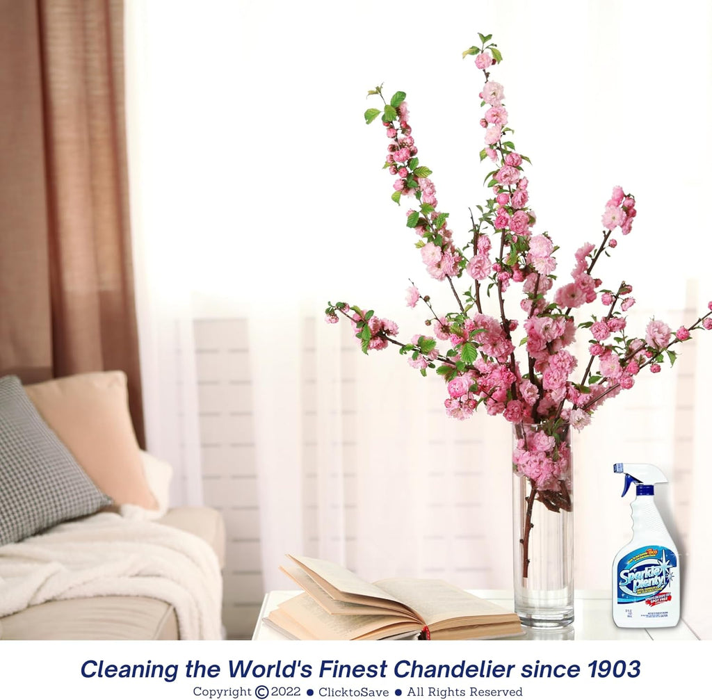 Sparkle Plenty Chandelier Cleaner Drip Dry Spray No Wipe -Dust Remover & Streak Free Glass Cleaner Spray for Chandelier Crystals &Window Screen Surface -Versatile Household Cleaning Supplies(1 Gallon)