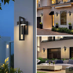 LamQee Outdoor Wall Lights Modern Exterior Lighting Fixtures, 3000K Integrated LED Outdoor Wall Sconce Lighting 2 Packs, Matte Black Outside Wall Mount Lights for House Front Door Porch Garage Patio