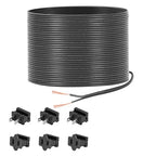 SPT-2 Wire 100FT with 6 Vampire Plugs 18 Gauge Pure Copper Stranded Wire for Indoor Low Voltage Appliances Power Cord Outdoor Direct Burial Waterproof Zip Cord (Black)