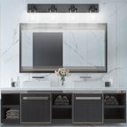 Aipsun Bathroom Vanity Light Farmhouse 4 Light Matte Black Vanity Lighting Fixtures with Clear Glass Shade(Exclude Bulb)