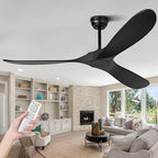 60" Ceiling Fans Without Light, Wood Ceiling Fan with Remote Control and Quiet DC Motor, Ceiling Fan no Light 3 Blades, Outdoor Ceiling Fans for Patios without Lights