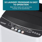 1.9 Cu.Ft Portable Washing Machine, Full-Automatic Electric Laundry Machine with 10 Programs, Compact Clothes Wash and Spin Combo with Stainless Steel Drum, Drain Hose for Apartment, Dorm,Home