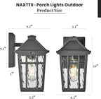 Outdoor Wall Sconce Waterproof Aluminum Porch Lights Outdoor with Water Ripple Glass 14 Inch Large Outdoor Light Fixtures Wall Mount for Patio Yard Doorway Garage