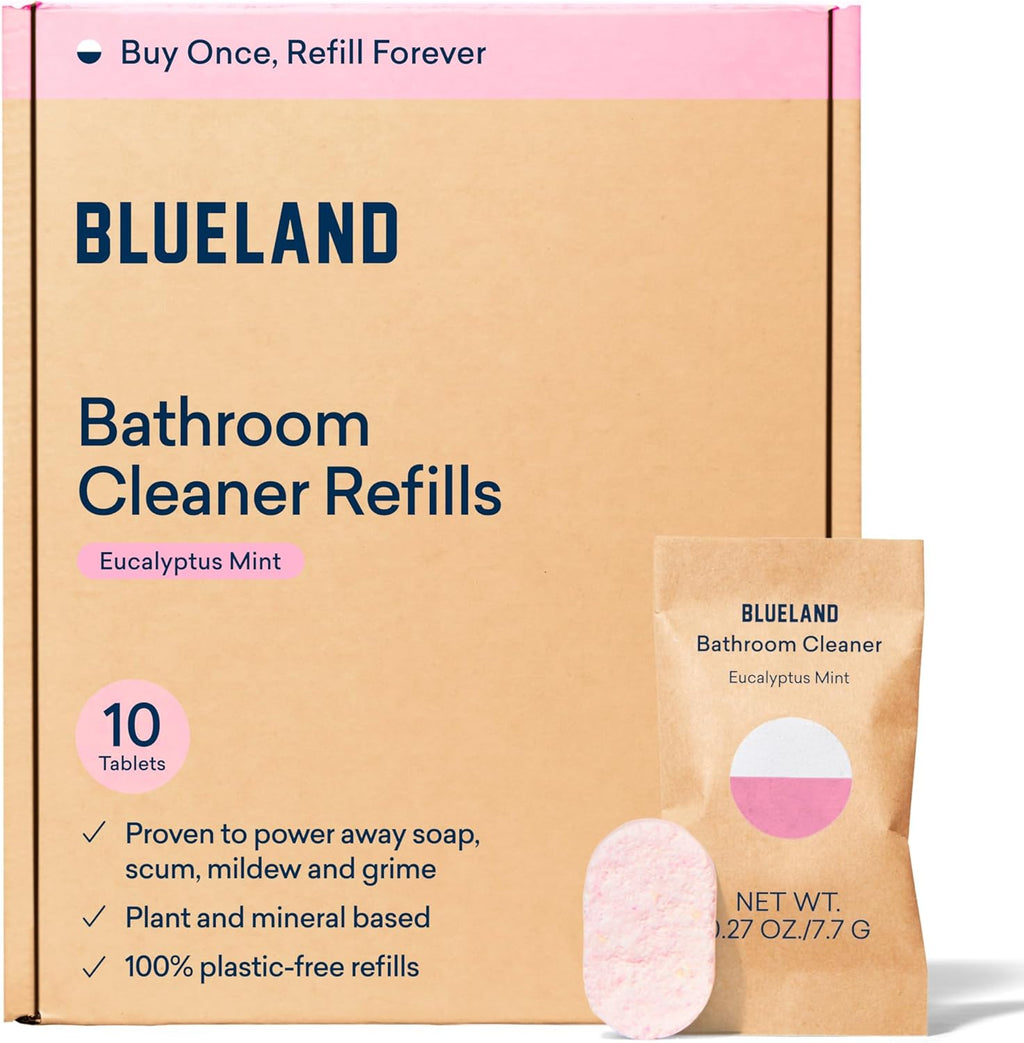 BLUELAND Bathroom Cleaner, 10-Pack Refill, Eucalyptus Mint Scent, Eco-Friendly Cleaning Supplies, 10x 24 Fl oz