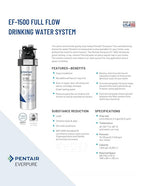 Pentair Everpure EF-1500 Full Flow Drinking Water System, EV985800, NSF Certified to Reduce Lead, includes Filter Head, Filter Cartridge, All Hardware and Connectors, 1,500 Gallon Capacity, 0.5 Micron