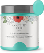 Country Chic All-in-One Chalk Paint for Furniture, Cabinets, Home Decor, Eco-Friendly, Matte Finish, Built-In Primer & Top Coat for Wood, Metal - Tropical Cocktail (Turquoise) - Pint 16 oz (475 ml)