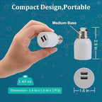 Borju Light Socket USB Adapter for Decorative Lights,Lighting,Security Camera,Mini Fan. Output DC 5V/2.4A Total,Dual Port