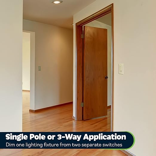 TOPGREENER in Wall Slide Dimmer Switch, for 150W Dimmable LED, 600W Incandescent/Halogen, Single Pole or 3 Way, 120V 60Hz, No Neutral Wire Required, UL Listed, TGDMDS-120-I, Ivory