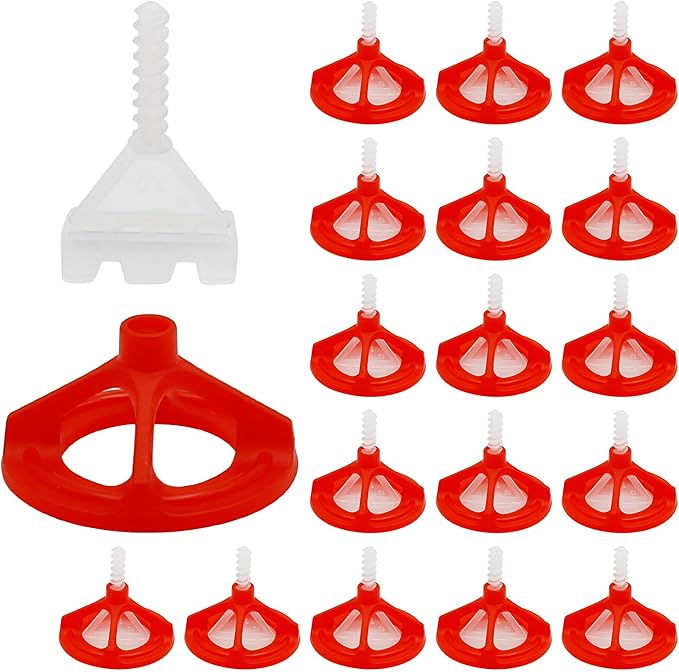 Tile Leveling Kit Tile Leveling System Clips Tile Anti-Loosening and Spacing System Kit (1/16"-300pcs White Base Tile Spacers + 100pcs Red Cap)