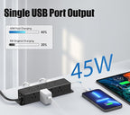 45W USB-C Fast Charging Under Desk Power Strip,12 Outlet Mountable Power Strip with 4 USB,1200J Surge Protection,10FT Flat Extension Cord Black