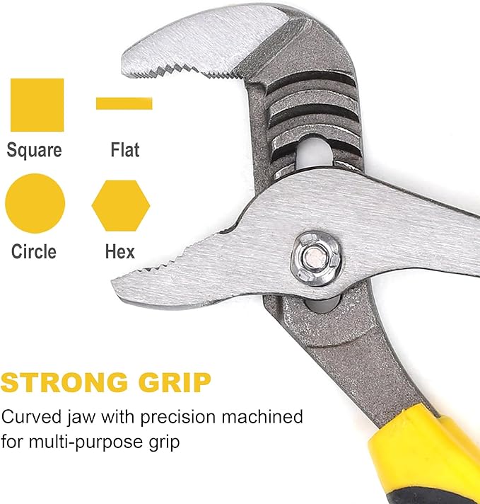 TOPLINE 4-piece Groove Joint Pliers Set with Bi-Material Handles, Tongue and Groove Pliers Set Included 12-in, 10-in, 8-in and 6-in, Perfect for Plumbing Repair and Basic Home Maintenance