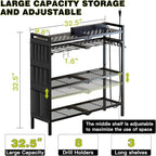 Large Power Tool Organizer Cart with Charging Station 8 Drill Holder Garage Storage Standing Heavy Duty and Stability Storage Rack Utility Tool Shelf (Black)