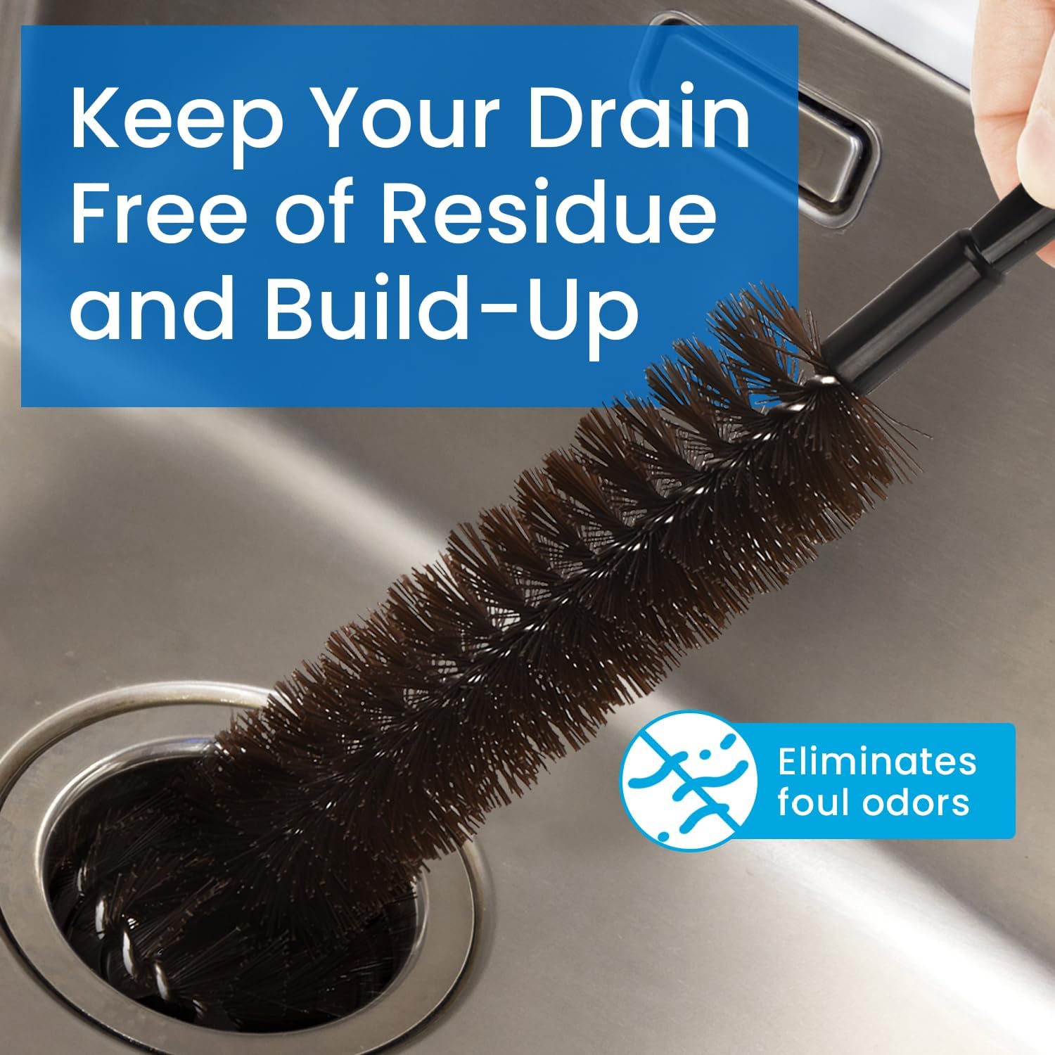 Impresa Garbage Disposal Cleaning Brush with Extra Long Handle - Eliminates Residue, Odor, and Build Up - Drain Cleaner Brush for Kitchen Sink (15 x 4 in Garbage Disposal Cleaner)