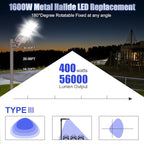 BBESTLED 400W LED Parking Lot Light with Dusk to Dawn Photocell Outdoor Lighting Arm Mount 56000LM IP65 UL & DLC Commercial Shoebox Pole Lights for Street Stadium Tennis Court 5000K (100-277VAC Input)