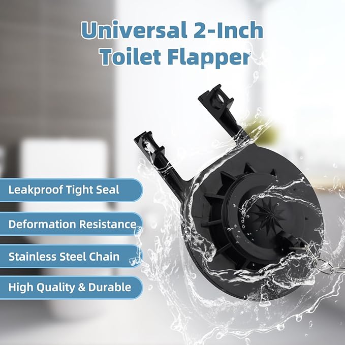 iFealClear Universal Toilet Handle Replacement Kit Front Mount with 2-Inch Rubber Toilet Flapper Replacement, Toilet Tank Parts Compatible with Kohler, American Standard, TOTO, Mansfield, Chrome