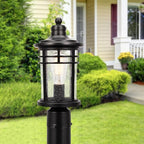 Darkaway Outdoor Post Lights Lamp Posts Outdoor Lighting, Waterproof Aluminum Post Lights Outdoor Light Fixtures with Glass, Light Posts for Outside Patio Yard (2 Pack, Black)