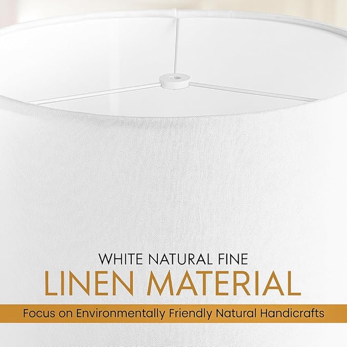 Linen Drum Lamp Shade - Heather White - 13" x 13" x 10" - Easy Installation & Versatile Home Decor | Round Shade for Table & Desk Lamps - ASSEMBLY REQUIRED