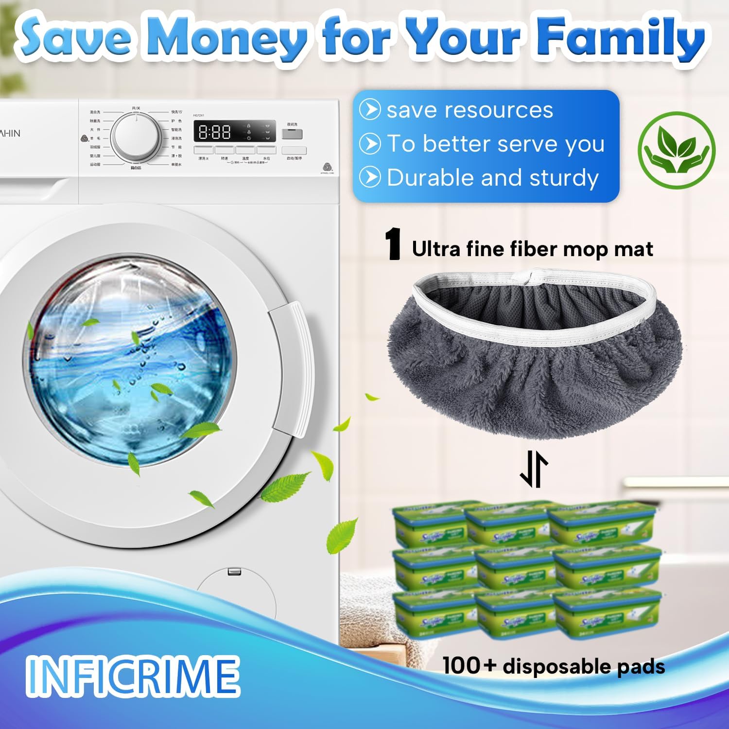 6 Pack Reusable Microfiber Mop Pads Compatible with Swiffer Sweeper Mop, Dry Sweeping Cloths & Wet Mopping Cloths, Washable Mop Pads for Surface/Hardwood Floor Cleaning (Mop is Not Included)